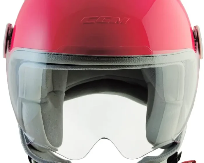 Casco Demi-Jet per Bambini Visiera Sagomata CGM Magic Smile 205S Rosa Fluo Varie Misure - immagine 3