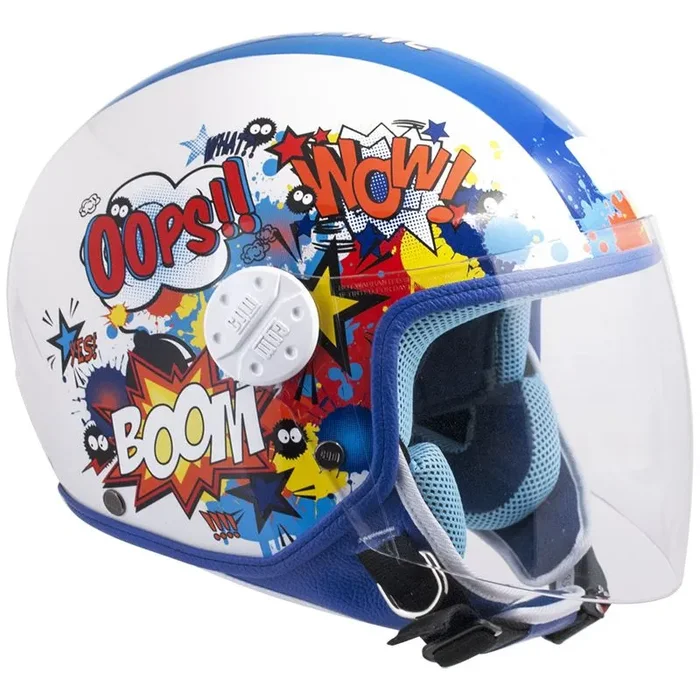 Casco Jet per Bambini Visiera Lunga CGM Comics 206G Blu Vendita calda