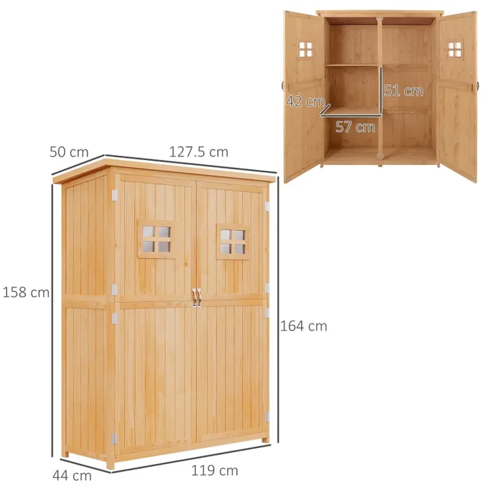 Casetta Box da Giardino 127,5x50x164 cm in Legno Naturale - immagine 3