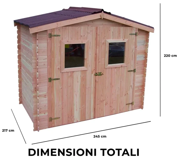 Casetta Box da Giardino 2,35×2,15 m Senza Pavimento in Legno Douglas 20mm Dalia - immagine 3