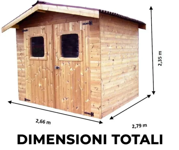 Casetta Box da Giardino 2,4×2,04 m Senza Pavimento in Legno Picea Massello 19mm Tetto in Acciaio Therma - immagine 3