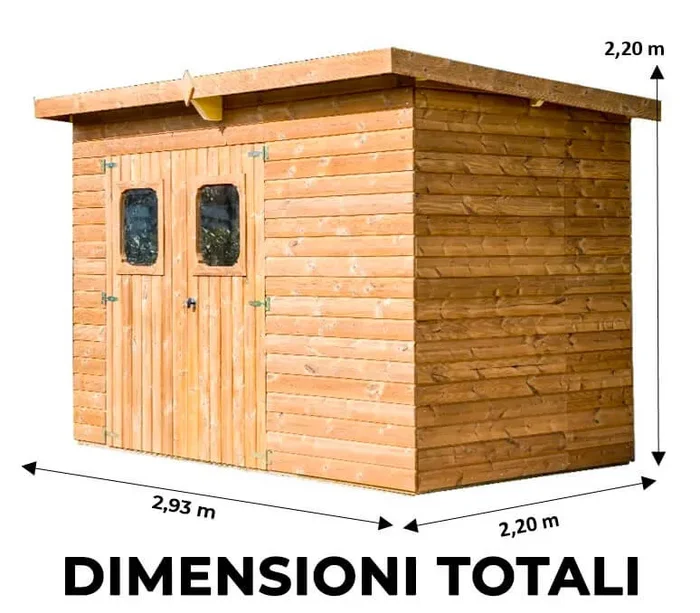 Casetta Box da Giardino 2,76×1,8 m Senza Pavimento in Legno Picea Massello 19mm Tetto in Acciaio Theora - immagine 3