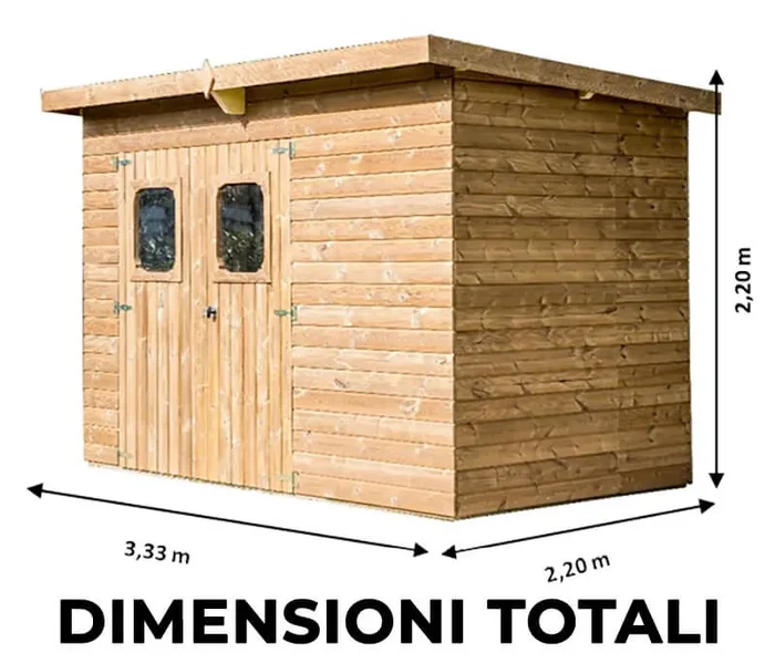 Casetta Box da Giardino 3,16×1,8 m Senza Pavimento in Legno Picea Massello 19mm Tetto a Lastre Theora - immagine 3