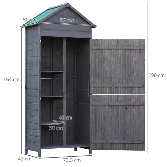 Casetta Box da Giardino 89x50x190 cm in Legno Grigio - immagine 3