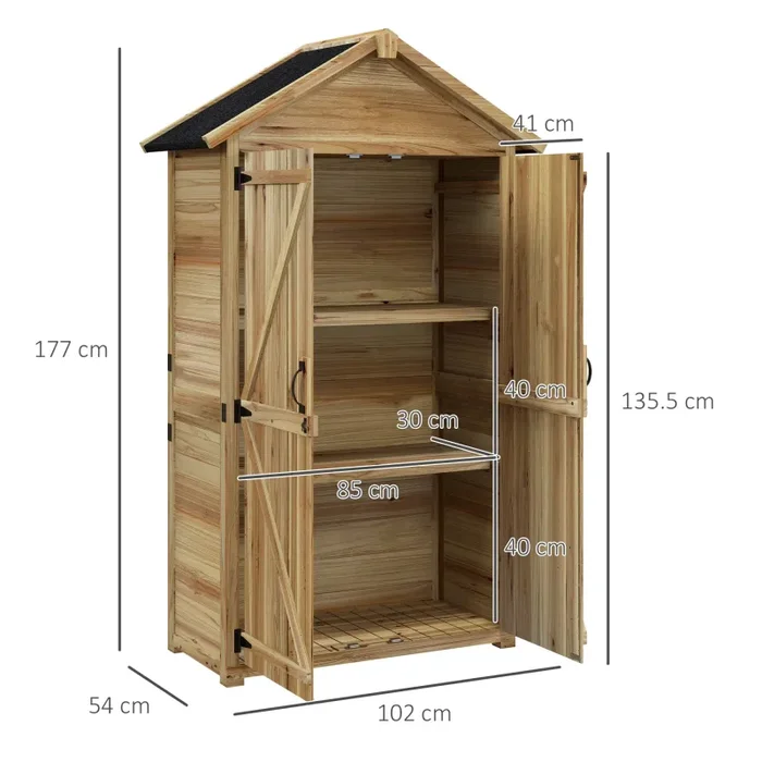 Casetta Box da Giardino per Attrezzi 102x54x177 cm in Legno di Abete - immagine 3