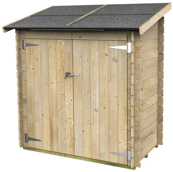 Casetta Box da Giardino per Attrezzi 155×85 cm con Porta Doppia Cieca in Legno Naturale
