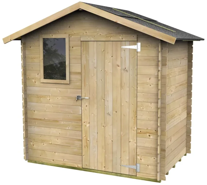 Casetta Box da Giardino per Attrezzi 198×130 cm con Porta Singola Cieca in Legno Naturale