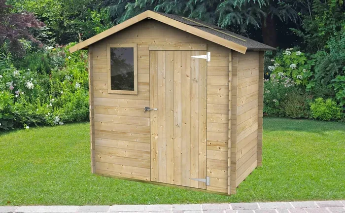 Casetta Box da Giardino per Attrezzi 198×130 cm con Porta Singola Cieca in Legno Naturale - immagine 2