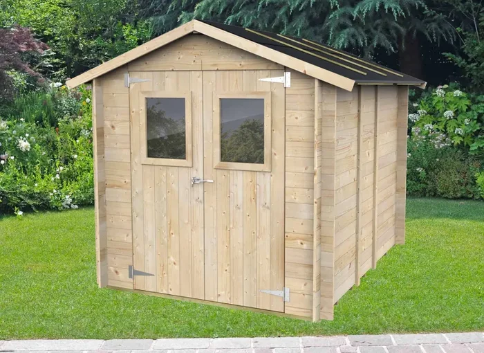 Casetta Box da Giardino per Attrezzi 198×248 cm con Porta Doppia Finestrata in Legno Naturale Vendita calda online - immagine 2