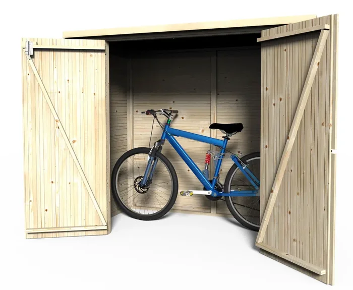 Casetta Box da Giardino per Bici e Secchi Differenziata 1,93×0,98m Senza Pavimento in Legno Abete 12mm Bike Box - immagine 2