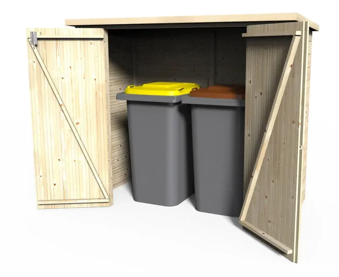 Casetta Box da Giardino per Bici e Secchi Differenziata 1,93×0,98m Senza Pavimento in Legno Abete 12mm Bike Box - immagine 3