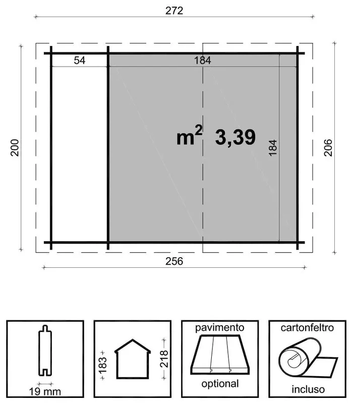 Casetta Box da Giardino Porta Utensili 200×200 cm in Legno con Legnaia Ava - immagine 2