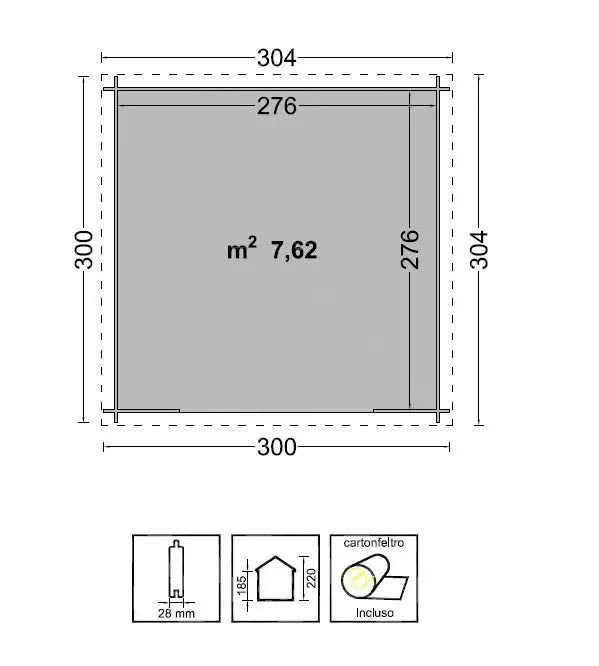 Casetta Box da Giardino Porta Utensili 300×300 cm Senza Pavimento Asia in Legno di Abete Grezzo Vendita online - immagine 2