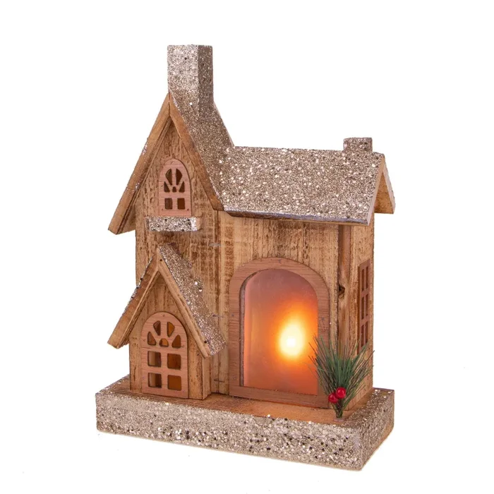 Casetta con 18 Led H34 cm in Legno - immagine 3