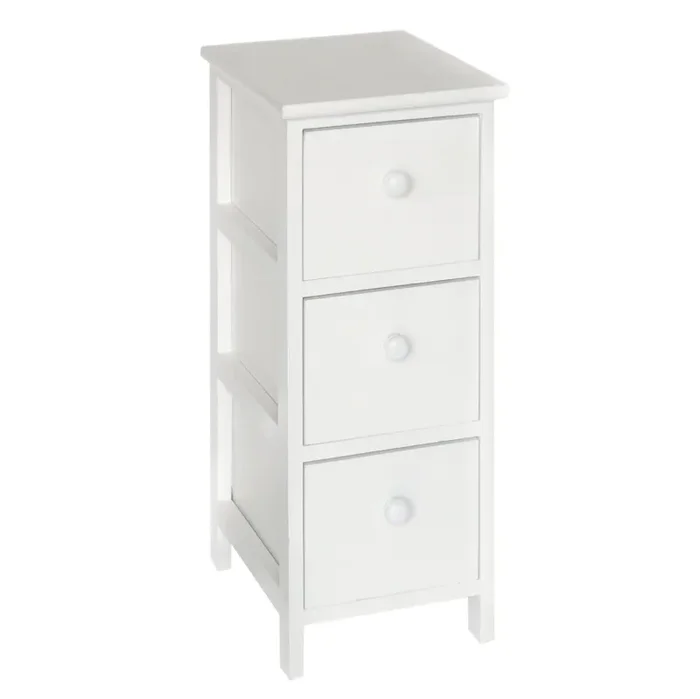 Cassetiera con 3 Cassetti in Legno Paulownia Bianco Fadi