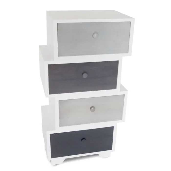 Cassetiera con 4 Cassetti Joint Divisibile in Legno Paulownia Bianco Fadi