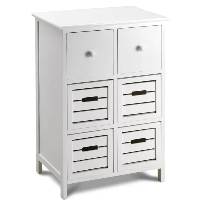 Cassetiera con 6 Cassetti in Legno Paulownia Bianco Fadi Sconti