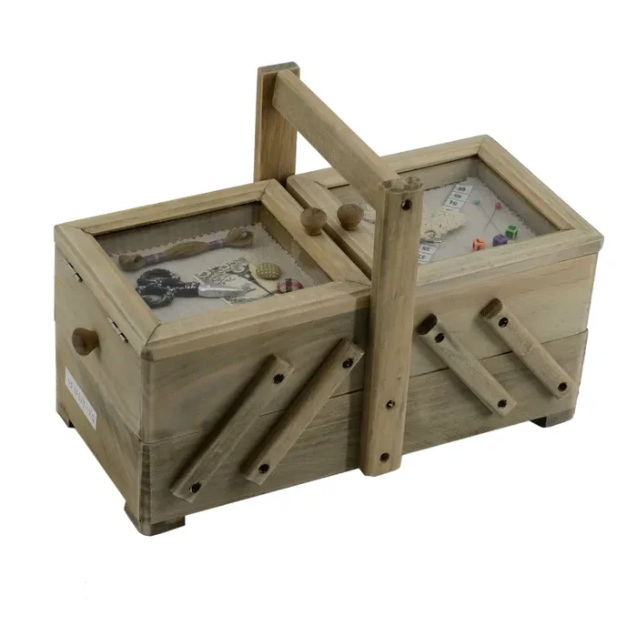 Cassetta Portalavoro in legno rosina 2 cassetti cm 33x16xh22