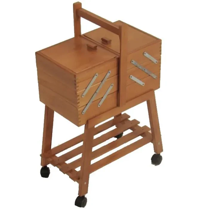 Cassetta Portalavoro n.20 noce cm 34xh47/57×20 con ruote faggio made in italy Vendita calda