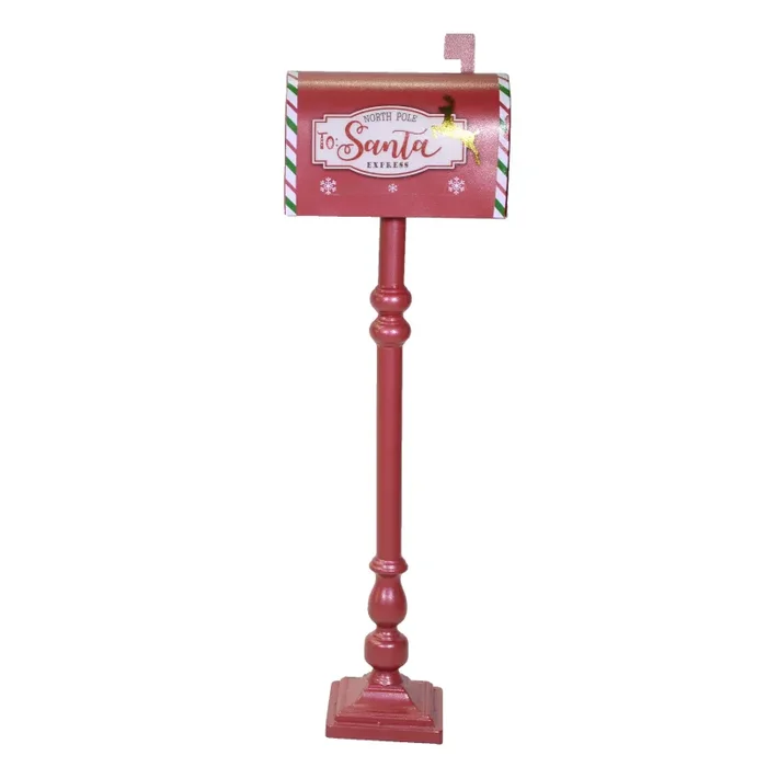 Cassetta posta di Babbo Natale Natalizia 32,5x16xh100 cm in Metallo rosso Vendita calda