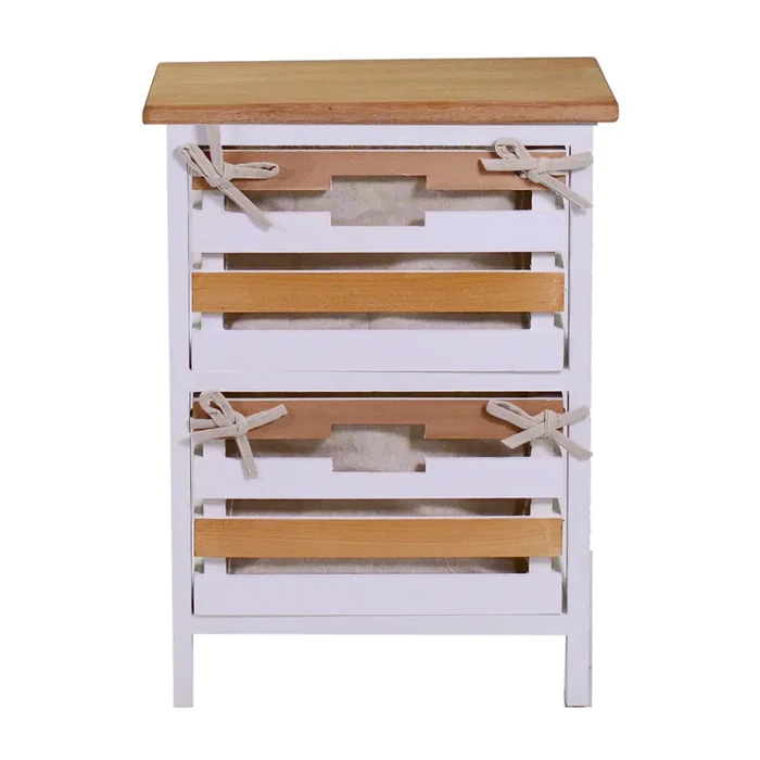 Cassettiera 2 Cassetti in Legno 35x27x47cm Matilda Noce Chiaro e Bianca - immagine 2