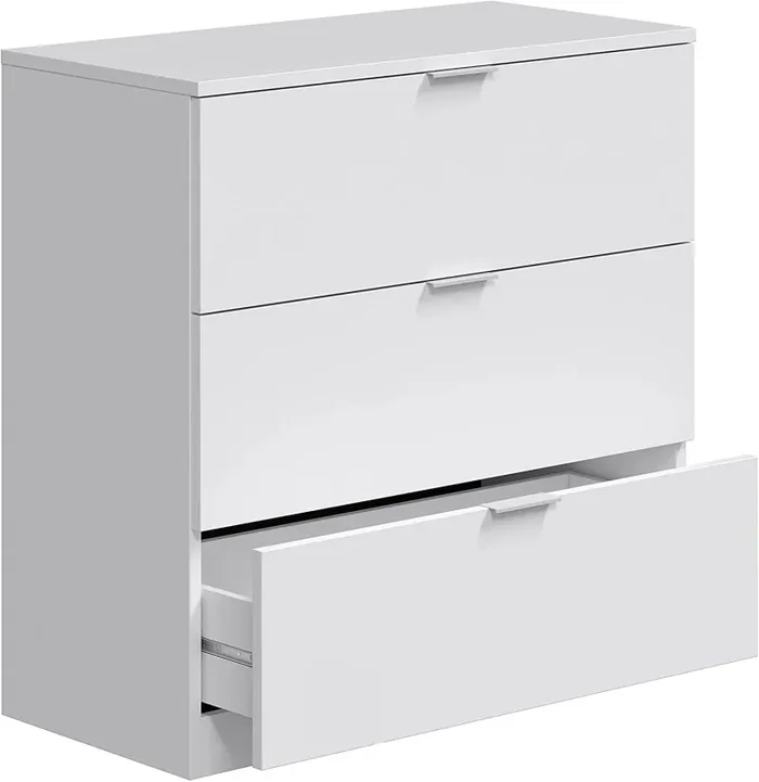 Cassettiera 3 Cassetti 80x38x77 cm in Legno Bianca