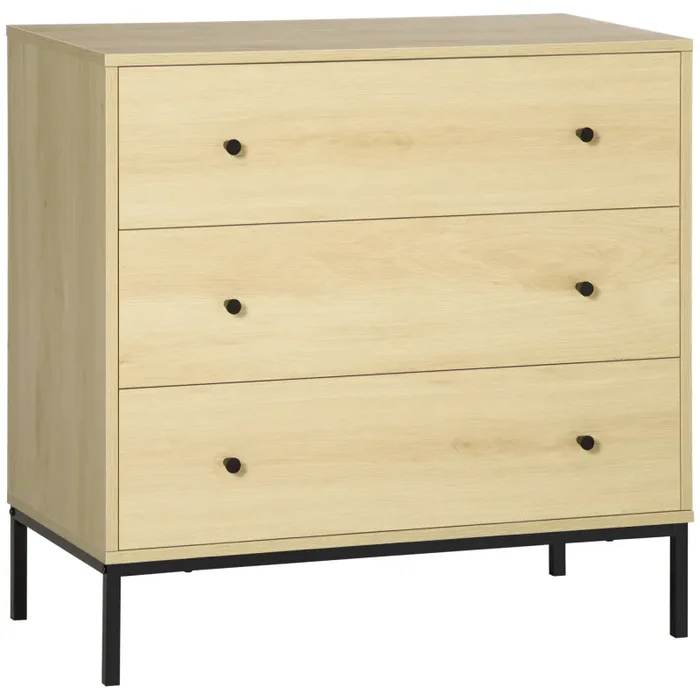 Cassettiera 3 Cassetti 80x40x78 cm in Acciaio e Legno Naturale Vendita online