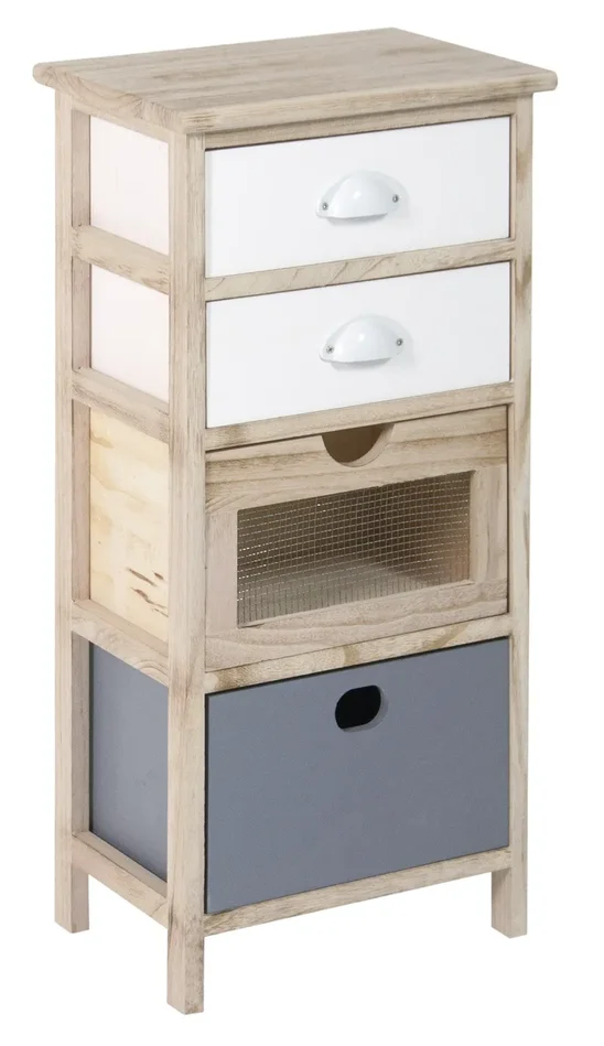 Cassettiera 4 Cassetti 35x25x71 cm in Legno Massello Fumer Emily - immagine 2