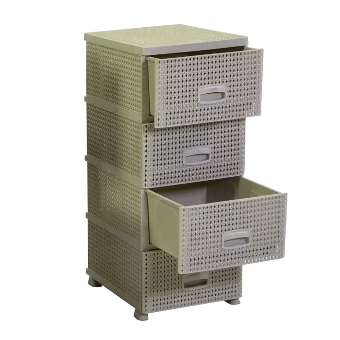 Cassettiera 4 Cassetti 43×36,8xh89,4 cm in Plastica Crema - immagine 2