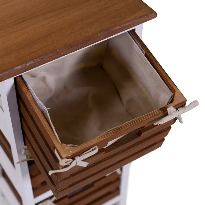 Cassettiera 4 Cassetti in Legno 30x27x85cm Atena Noce e Bianca - immagine 2