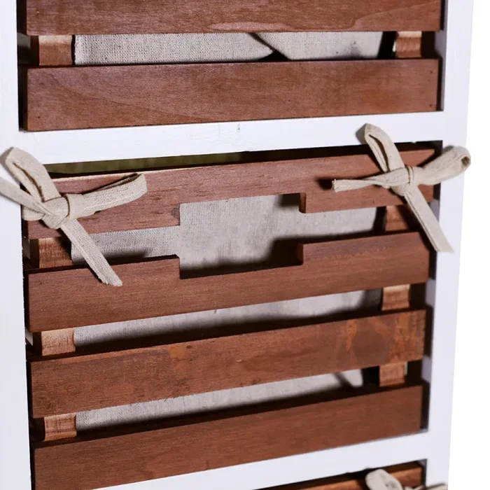 Cassettiera 4 Cassetti in Legno 30x27x85cm Atena Noce e Bianca - immagine 3