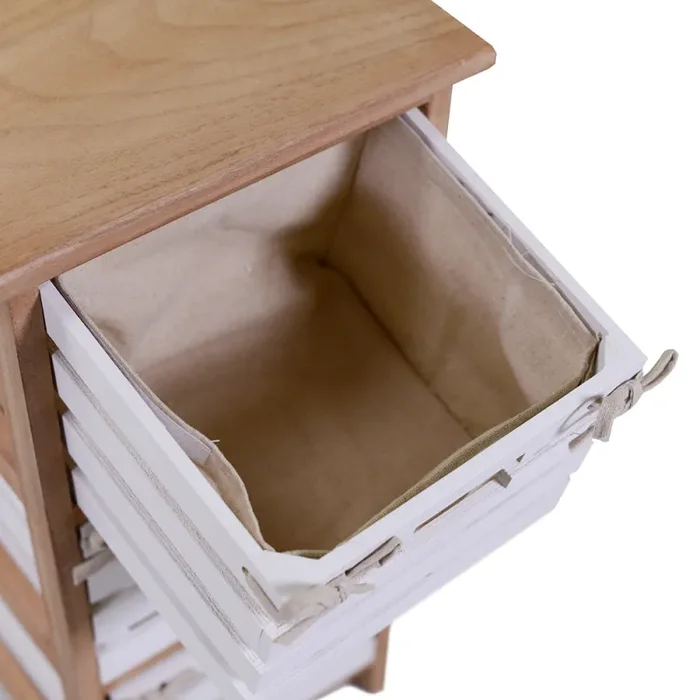 Cassettiera 4 Cassetti in Legno 35x27x85cm Arianna Naturale e Bianca - immagine 3