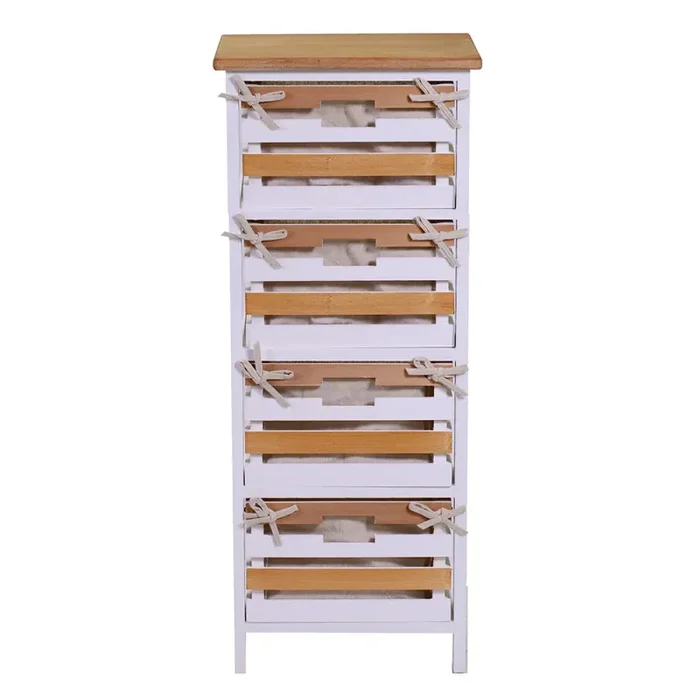 Cassettiera 4 Cassetti in Legno 35x27x85cm Matilda Noce Chiaro e Bianca - immagine 3