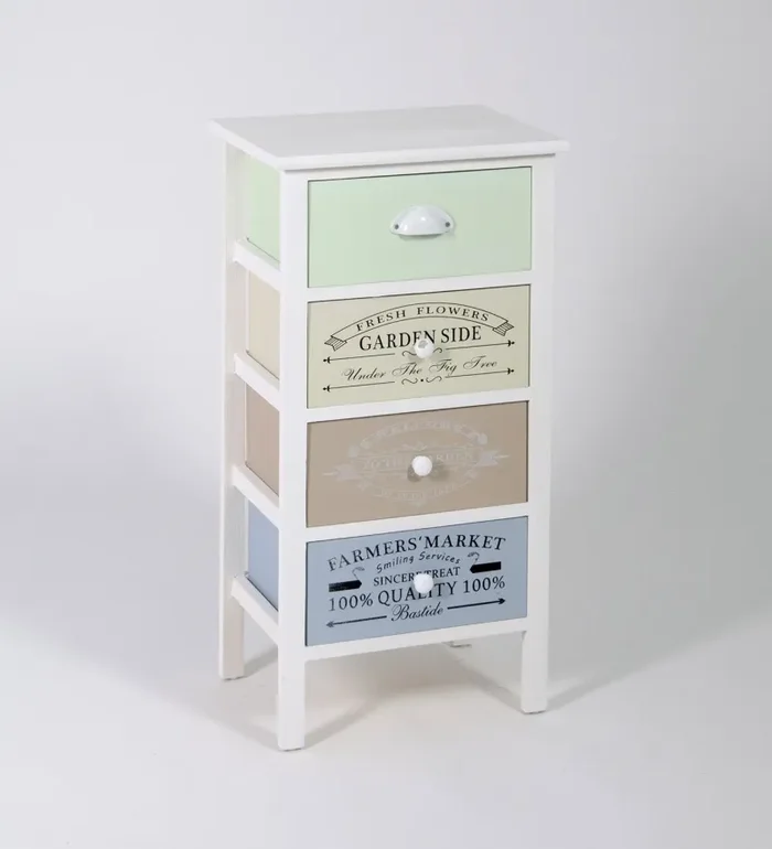 Cassettiera 4 Cassetti in Legno Massello 38x28x72 cm Fumer Allegra Bianca In saldo