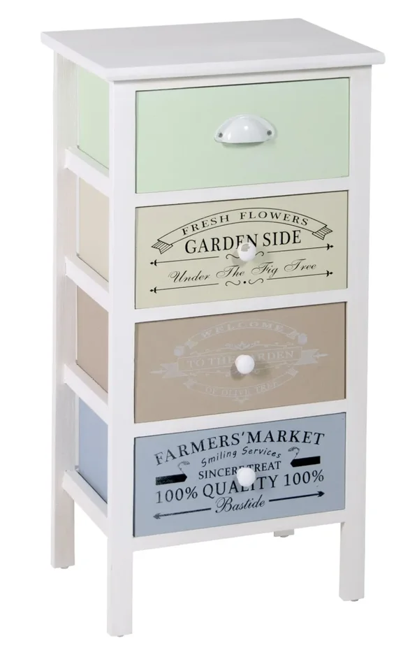 Cassettiera 4 Cassetti in Legno Massello 38x28x72 cm Fumer Allegra Bianca In saldo - immagine 2