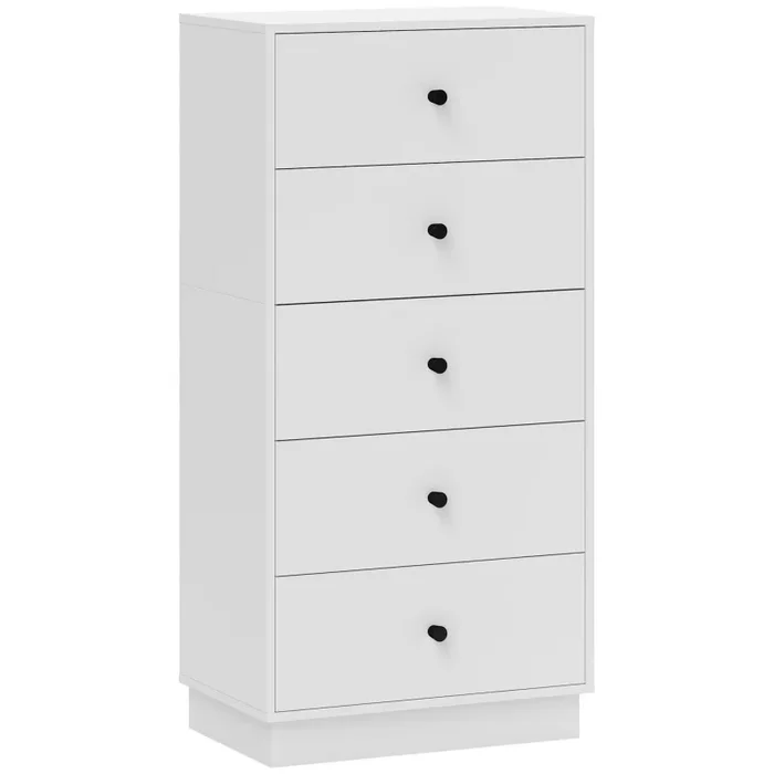 Cassettiera 5 Cassetti Moderna e Salvaspazio 47x29x95 cm Bianco Online ora