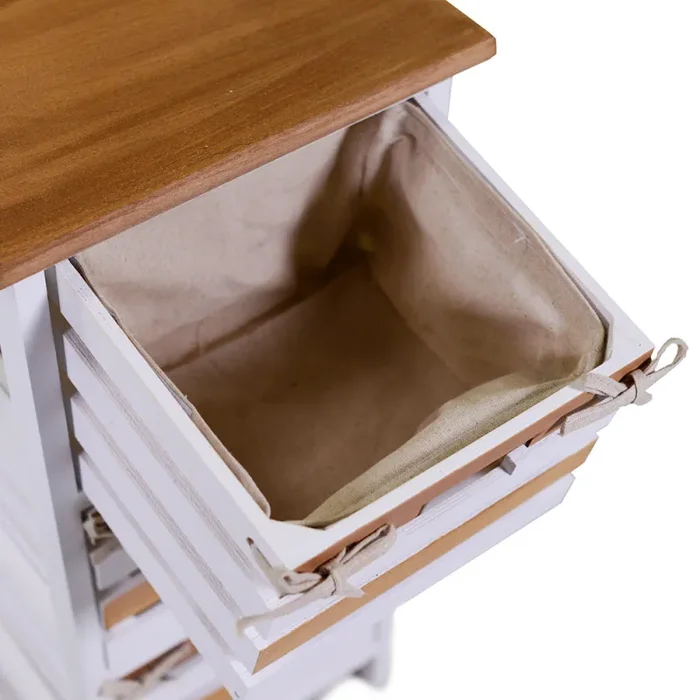 Cassettiera 6 Cassetti in Legno 58x30x66cm Matilda Noce Chiaro e Bianca - immagine 3