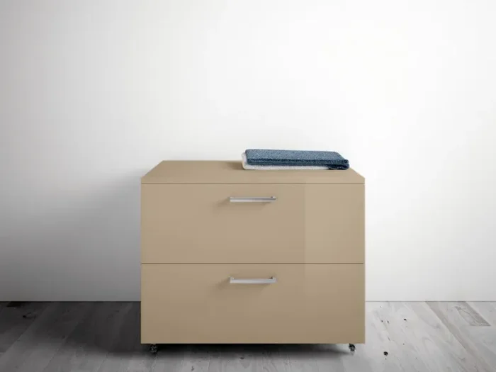 Cassettiera con Ruote 2 Cassetti 70x52x57 cm in Legno TFT Samoa Tortora Lucido