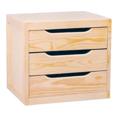 Cassettiera da Tavolo 3 cassetti 39x30x29,5 cm in Legno di Pino Naturale - immagine 2