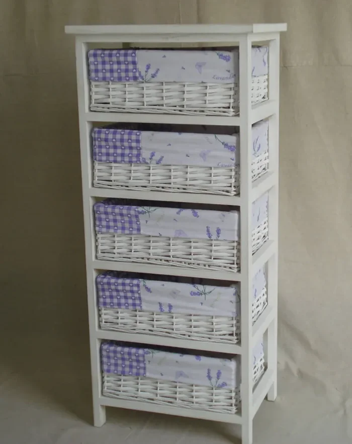 Cassettiera in Legno 5 Cassetti 40x29H90cm Lavanda - immagine 2