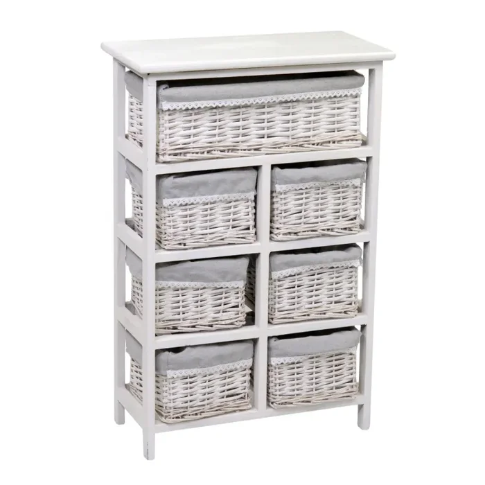 Cassettiera in Legno 7 Cassetti 50x25H76,6cm Greta Bianca