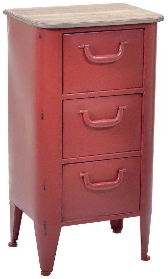 Cassettiera in Metallo 3 Cassetti Edimburgo Rosso