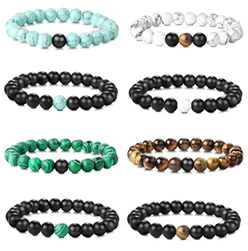 CASSIECA 8 Pezzi 8mm Bracciale Pietra Palline per Uomo Donna Occhio di Tigre…