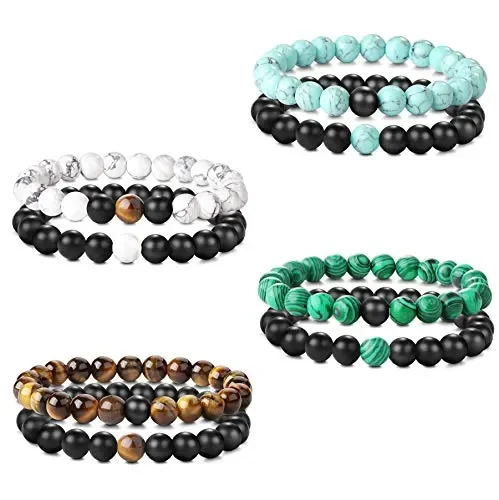 CASSIECA 8 Pezzi 8mm Bracciale Pietra Palline per Uomo Donna Occhio di Tigre… - immagine 2