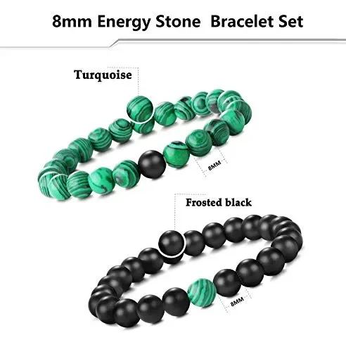 CASSIECA 8 Pezzi 8mm Bracciale Pietra Palline per Uomo Donna Occhio di Tigre… - immagine 3