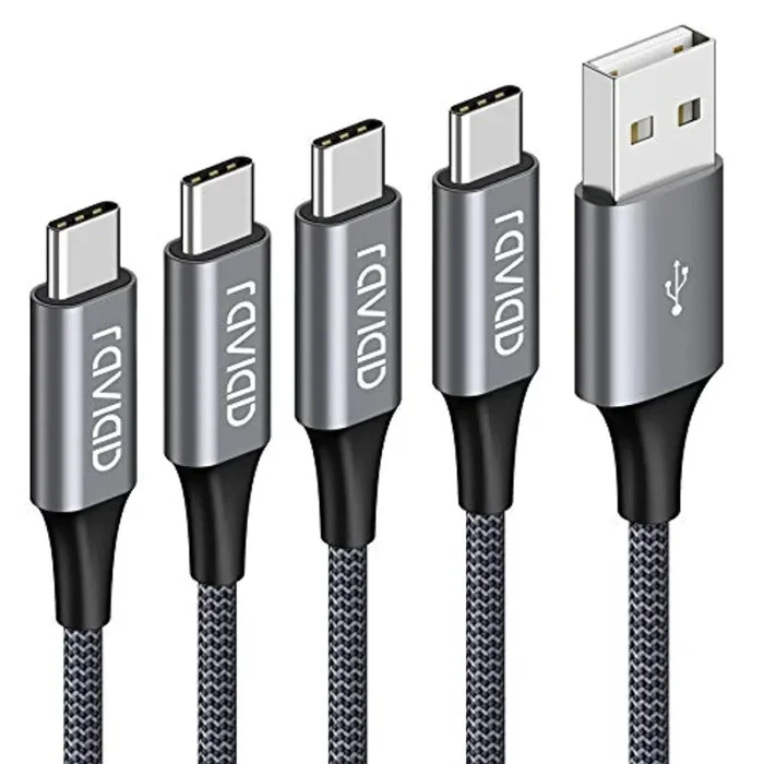 Cavo USB C, RAVIAD [4Pezzi, 0.5m 1m 2m 3m] Nylon Intrecciato Cavo USB Tipo C di Ricarica Rapida e Trasmissione per Samsung Galaxy S10/ S9/ S8 Plus, Huawei P30/ P20/ Mate20, Sony Xperia XZ (Grigio)