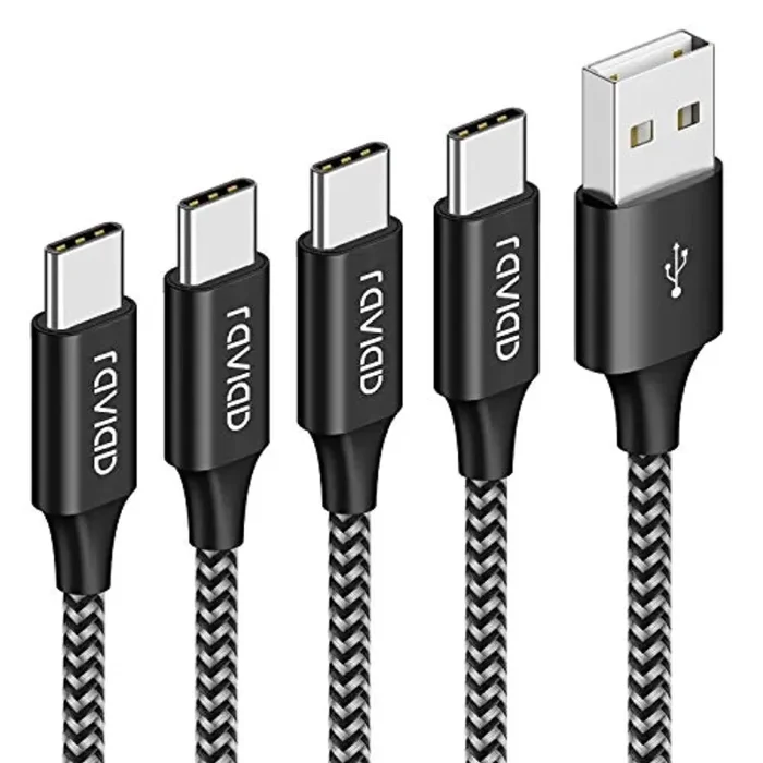 Cavo USB C, RAVIAD [4Pezzi, 0.5m 1m 2m 3m] Nylon Intrecciato Cavo USB Tipo C di Ricarica Rapida e Trasmissione per Samsung Galaxy S10/ S9/ S8 Plus, Huawei P30/ P20/ Mate20, Sony Xperia XZ (Nero)