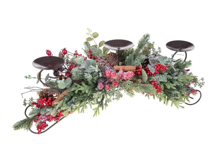 Centrotavola Natalizio 72 cm per 3 Candele