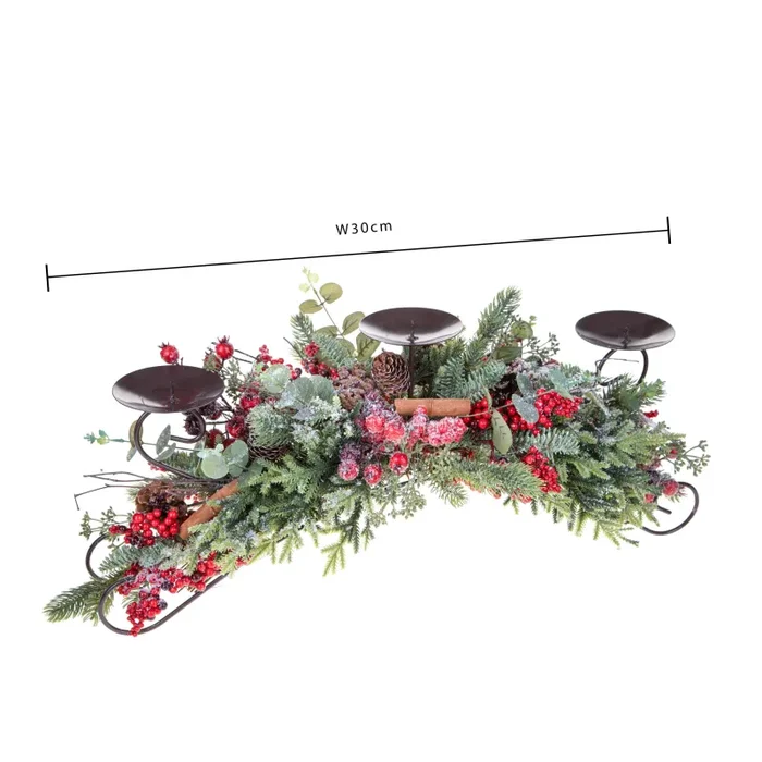 Centrotavola Natalizio 72 cm per 3 Candele - immagine 2