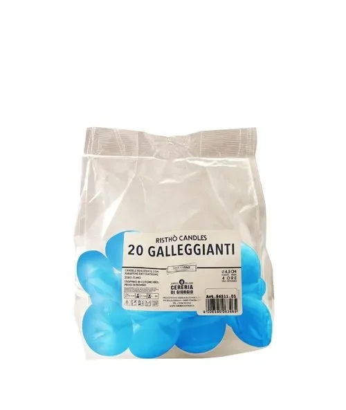 Cereria Di Giorgio Candele Galleggianti Ø 4,5 cm H. 2,7 cm (20 pz) – Celeste Bebé